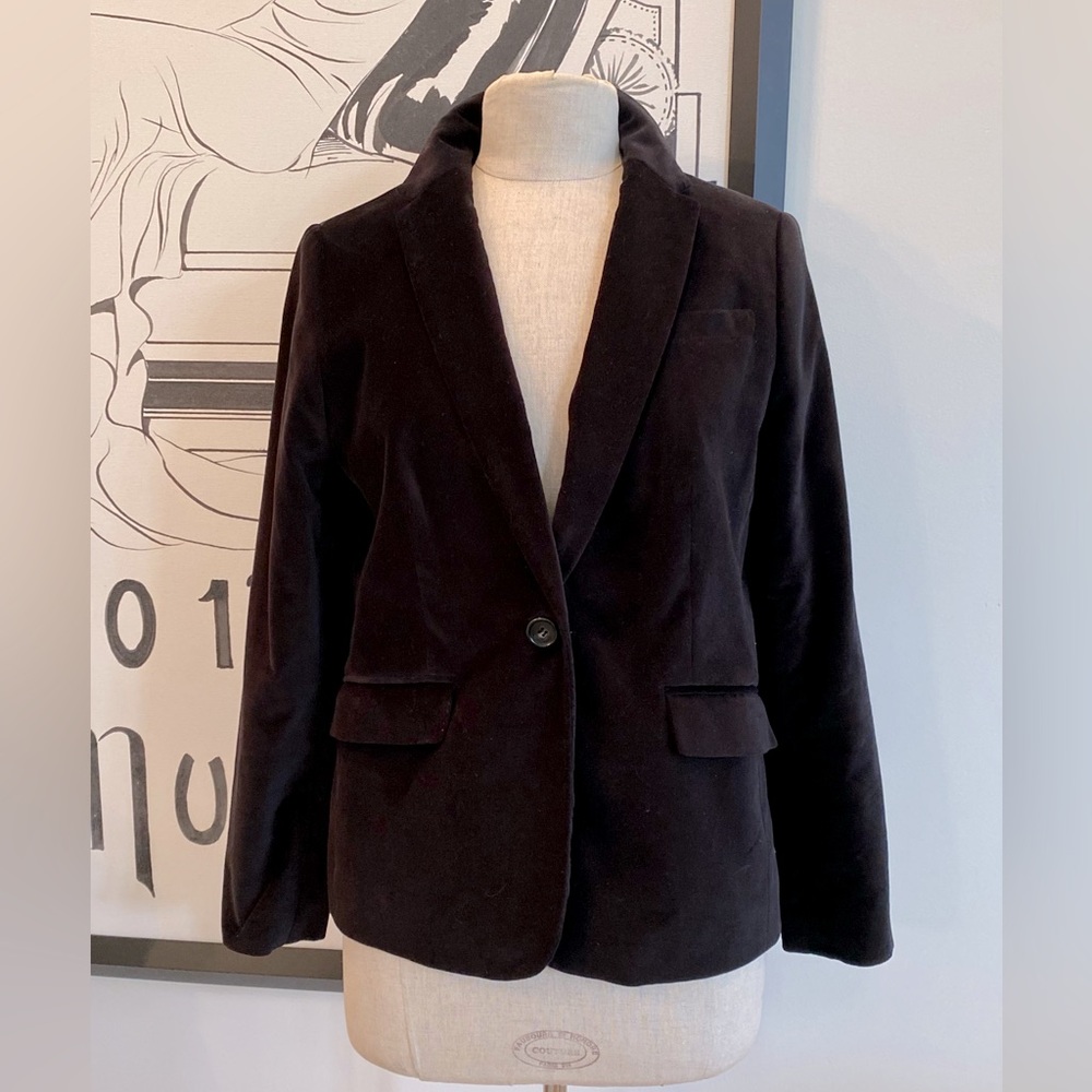Talbots Womens Black Petite Velvet Blazer / Size 12 P